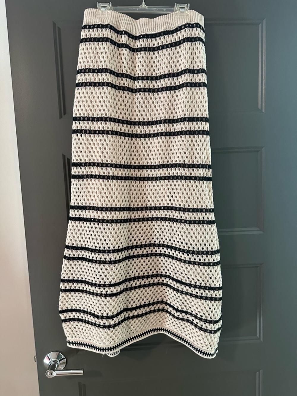 Solitaire Cream and Black Crochet Maxi Skirt